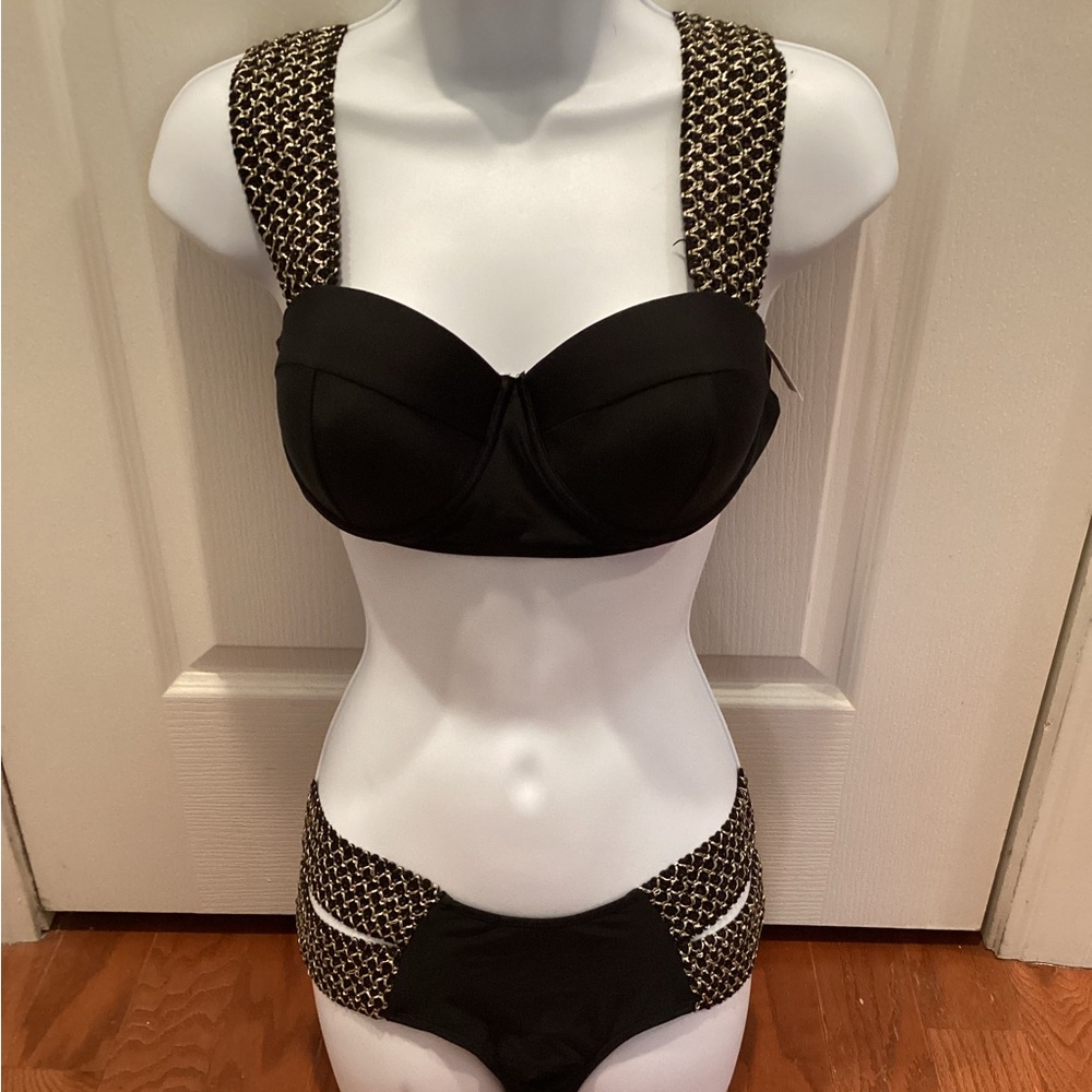 Bikini Set with Woven Metallic Accent